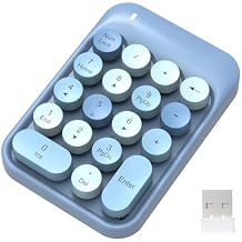 FELICON Cute Wireless Numeric Keypad with Silicon Bear,18-Key Colorful Round Keycaps,Ergonomic,2.4GHz Wireless Connection,Portable Financial Accounting Numpad Membrane Keyboard for PC,Laptop(Milk Tea)