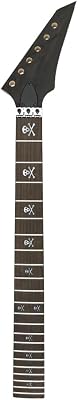 Vetimobato Maple Electric Guitar Neck Blank MapleRosewood Fretboard Bolt On Unfinished Guitar Neck Replacement Guitar Parts 22 Fret 25.5inch Skull Inlay Black Head with Nut