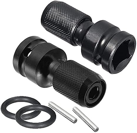 2 Pack 1/2 Square Drive to 1/4 Hex Shank Socket Adapter Quick Release Chuck Converter for Impact Ratchet Wrench Screwdriver Bit Spanner Set Drive Converter Impact Tool Hand Tool Set