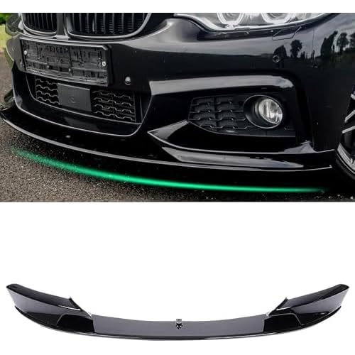 KHK Front Bumper Lip Spoiler for 2014-2020 BMW 4 Series F32 F33 F36 M-Sport Bumper, Glossy Black ABS Air Dam Compatible with 428i 430i 435i 440i Models Front Splitter Body Kit Accessories