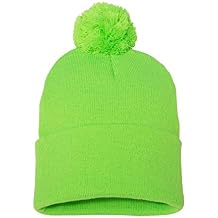 Sportsman Pom-Pom 12" Knit Beanie One Size Neon Green