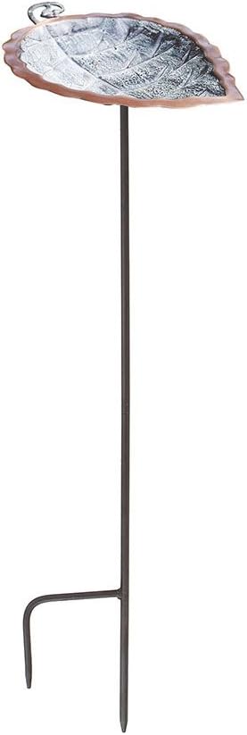 Achla Designs BB-04-RM Aspen Leaf Rail Mount Bracket Birdbath, Antique Brass Plated, Black