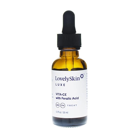 LovelySkin LUXE VITA-CE Serum with Ferulic Acid - Brightening & Firming Antioxidant Serum for Dark Spots, Fine Lines & Wrinkles - Dermatologist Developed, 1.0 fl oz
