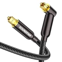 90 Degree Toslink Optical Cable 360 Degree Free-Rotating Plug Fiber Optic Cable S/PDIF Toslink Male to Male for Home Theater, Sound Bar, TV, PS4 (90 Optical Audio Cable, Black, 3ft/1M)