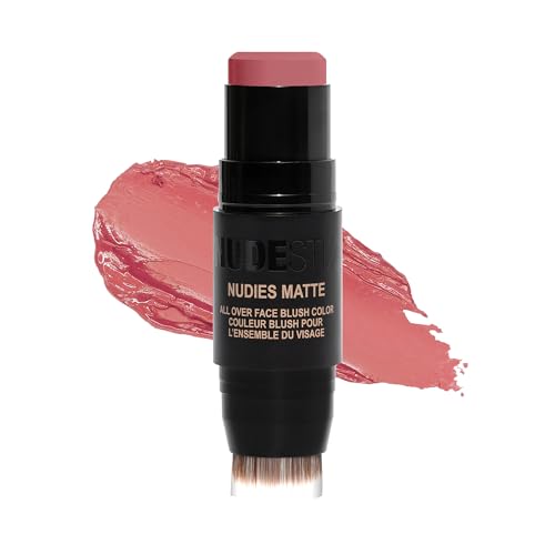 Nudestix Nudies Blush Stick 3-in-1 Cream Blush for Cheeks, Eyes & Lips with Built-In Brush | Soft Matte Finish for a Natural Flush