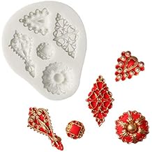 Diamond Baking Molds Mini Jewel Brooch Silicone Fondant Molds Cabochon Cake Decorating Tools Gumpaste Gem Cupcake Topper Decorations Party Resin Clay Chocolate Candy Mold Non Stick