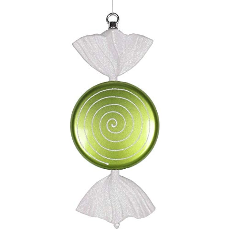 Vickerman 13 Lime-White Swirl Flat Candy Christmas Ornament