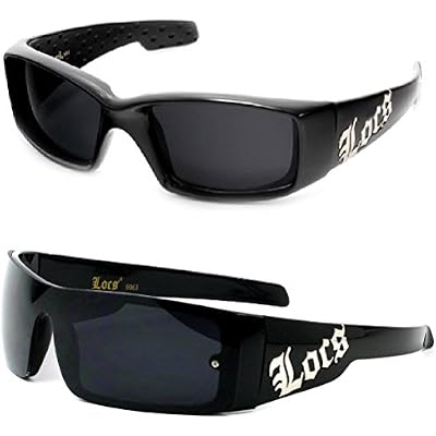 Locs 2 Pair Sunglasses - 1 Black Wrap 63 & 1 Black Square 52
