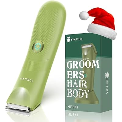 VIKICON Ball Trimmer for Men, Waterproof Groin & Pubic Hair Trimmer for Men wLight & Ceramic Blade, Manscape Body Groomer Kit, Electric Razor Shavers - No Nicks, Gifts for Him