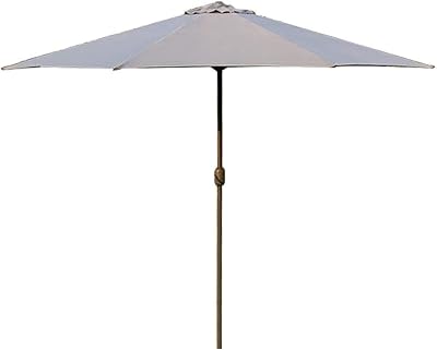 Outdoor Parasol Garden Patio Umbrella | 2.7m| CrankTiltableRoundUV Protection, for BeachGazeboBalconyTerraceCoffee TableFishingMarket - Without Base,Grey