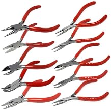 Multipurpose 10 Pcs Jewelry Pliers Set Jewellery Making Stainless Steel Tools with Needle Nose/Round Nose/Chain Nose/Bent Nose Pliers/Clippers Repair Supplies Kits for DIY Crafts, Floral, Electrical