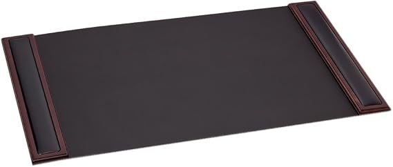 Dacasso Wood & Leather Pad with Side Rails Luxury Leather Desk Blotter for Writing, 34 x 20, Walnut & Black