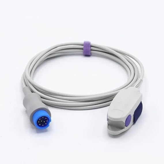 Sino-k Compatible with Biocaree PM900 IM8 IM10 IM12 Adult Clip Reusable spo2 Sensor 9.8 ft 10 pins Connector FDA/CE Approved