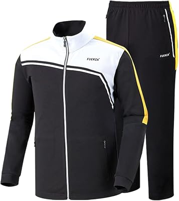 Fuerza Mens Athletic Premium Material Knit Sports Jacket & Pants Tracksuit X-Large XL