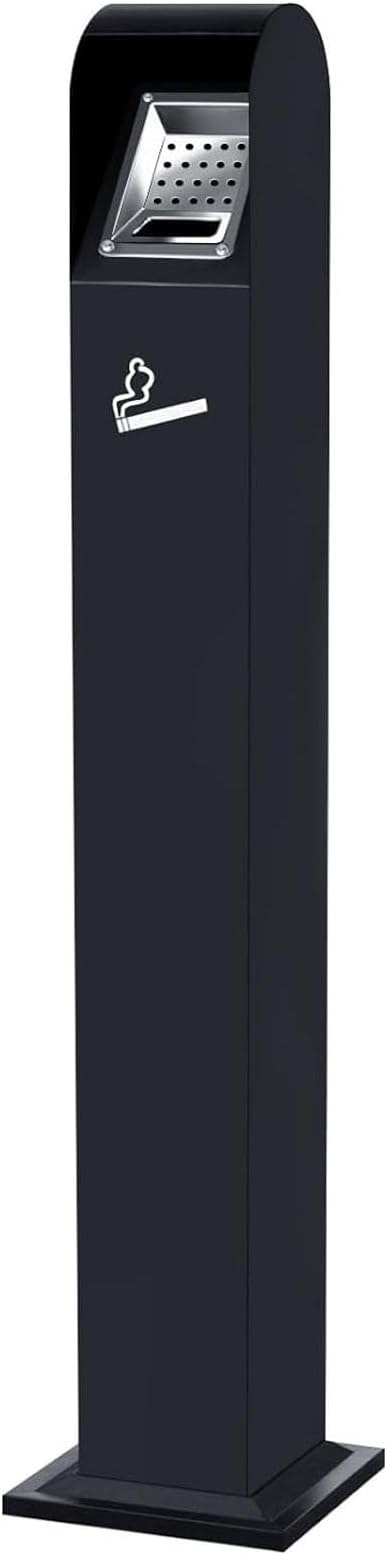 JKGHK Standing Ashtray, Standing Butt Disposal Outdoor Butt Can, Soot Pillar Fixed Ashtray with Lid, Ash Disposal Vertical Trash Can, for Office, Porch, Hotel, Garage(Black)
