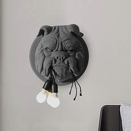 KWOKING Lighting Modern Bulldog Shape Wall Sconce Lighting 3 Lights Animal Resin Exposed Wall Lamp 16 Width Decorative Wall Light - Black