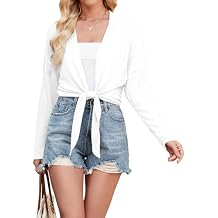 ZANZEA Tie Front Cardigan for Women Long Sleeve Sheer Bolero Shrug for Dresses Lightweight Cropped Shawl