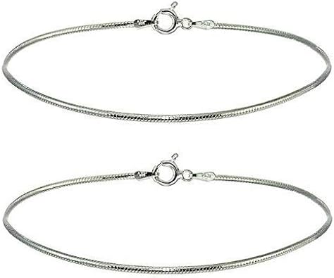DHRUVS COLLECTION 925 Silver Plain Threaded Snake Pattern Anklet for Women