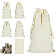 6 Pack 10x17 Coin Deposit Change Transit Bags Canvas Bank Coin Money Cash Bag Sacks with Drawstring Heavy Duty Sacks