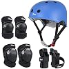 JBM Skating Protective Gear Adult Skateboard Helmet Knee and Elbow Pads with Wrist Guards for Inline Roller Skating, Skateboarding, Scootering
