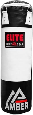 Elite Strikeforce Heavybag 6ft 100 lb for Boxing, Kickboxing, MMA, Muay Thai ToughTek Leather, Triple Stitched, Sand Weighted, D-Ring, Chains & Swivel