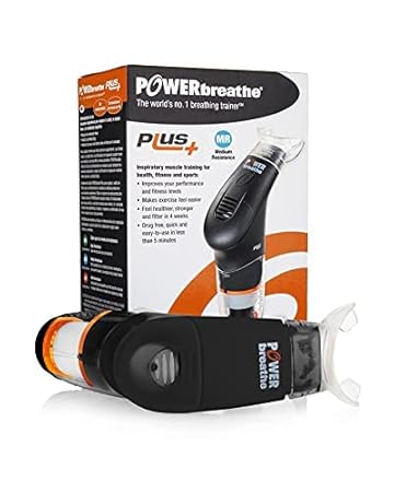 POWERbreathe - Breathing Exercise Device, Breathing Trainer and Therapy Tool to Strengthen Breathing Muscles and Help Lung Capacity, Handheld Inspiratory Muscle Trainer - Black, Medium Resistance