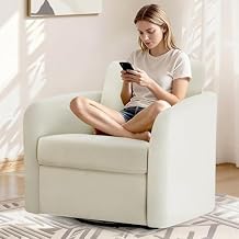 Swivel Accent Chair, Upholstered Barrel Chair with Washable Slipcover for Living Room Bedroom Reading Waitingroom,Cream White