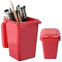 2020 Pen and Pencil Holder, Plastic Pen Cup, Mini Desktop Trash Can, Desktop Pen Organizer Cup Storage for Office, School, Home and Kids, Red (cys20191008cl)