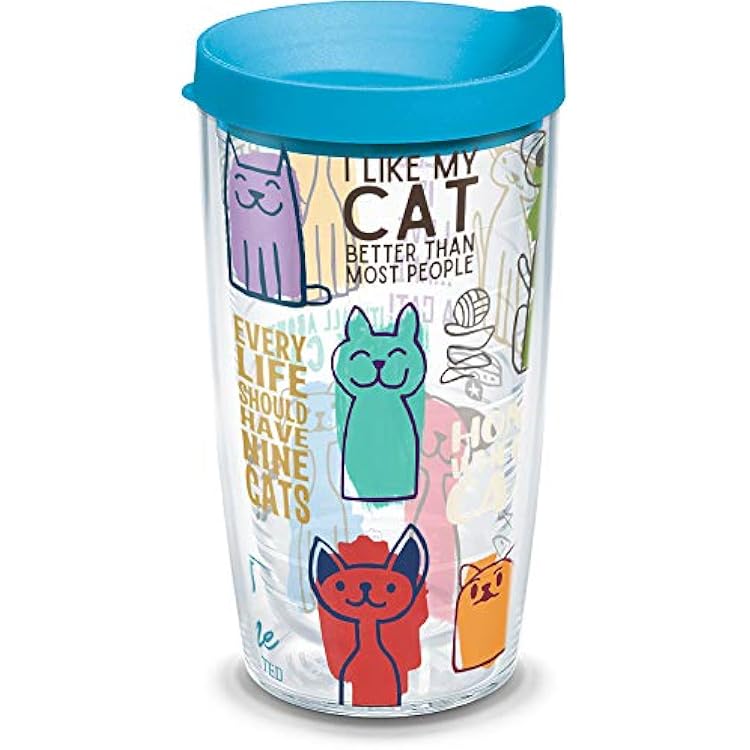 Tervis Cat Sayings Made in USA Double Walled Insulated Tumbler Travel Cup Keeps Drinks Cold & Hot, 16oz, Classic
