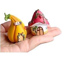 Wixine 2Pcs Miniatures DIY Crafts Fairy Figurines Mini House Garden Decoration Micro Landscape Resin