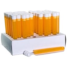 16x125mm Plastic Test Tube Set with Caps and Rack, Orange Tubes, White Caps, and Cardboard Rack, Karter Scientific (Pack of 50)