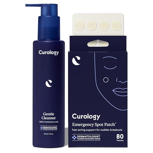 Curology Daily Skin Care Set, 40 ct Emergency Spot Pimple Patches and Hydrating Gentle Cleanser Face Wash, Fragrance Free