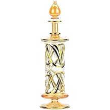 NileCart Large Egyptian Perfume Bottles, Handmade Glass with Gold Accents, 120 ml, Decorative Fragrance Containers (Honey)
