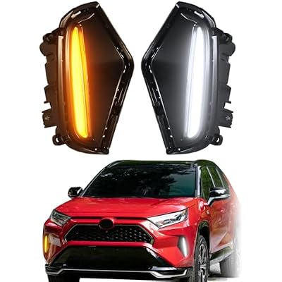 LED Fog Lights Kit for Toyota RAV4 2019-2025 LE XLE Hybrid SE XSE DRL Daytime Running Lights Amber Turn Signal Fog Lamps Assemblies
