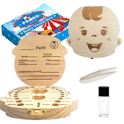 PAMBO Tooth Fairy Box Keepsake For Boys,Tooth Holders for Kids and Baby Shower,Color A
