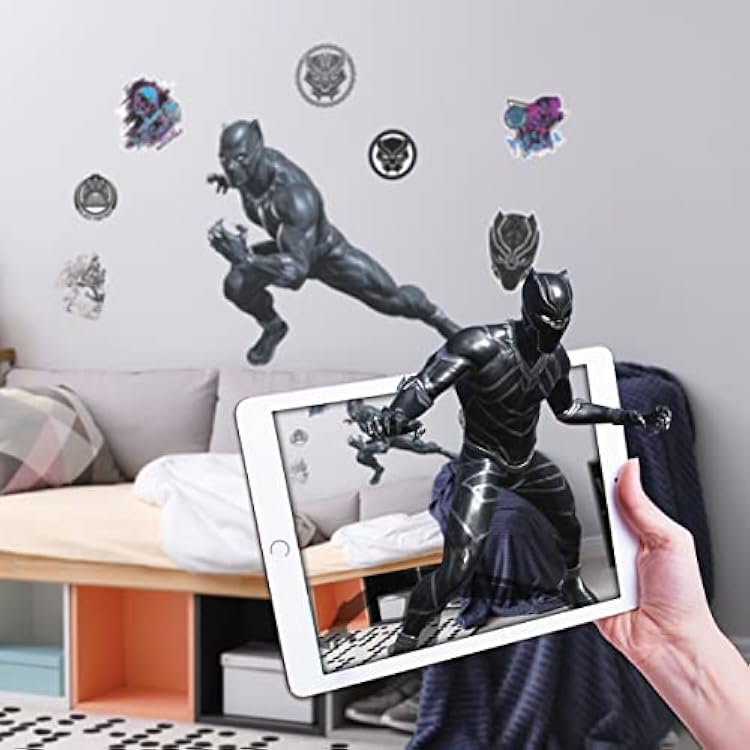 WALL PALZ Black Panther 22 Vinyl Wall Decal - Augmented Reality Interaction - Marvel Decor for Kids Room