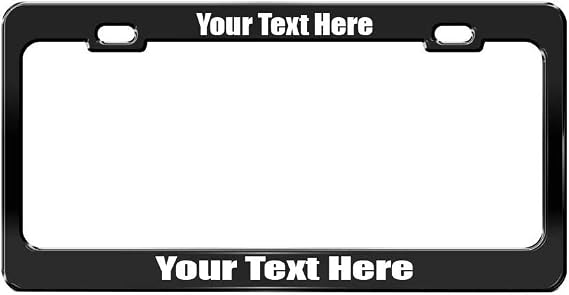 Premium Aluminum Black License Plate Frame Custom Personalized Tag Black