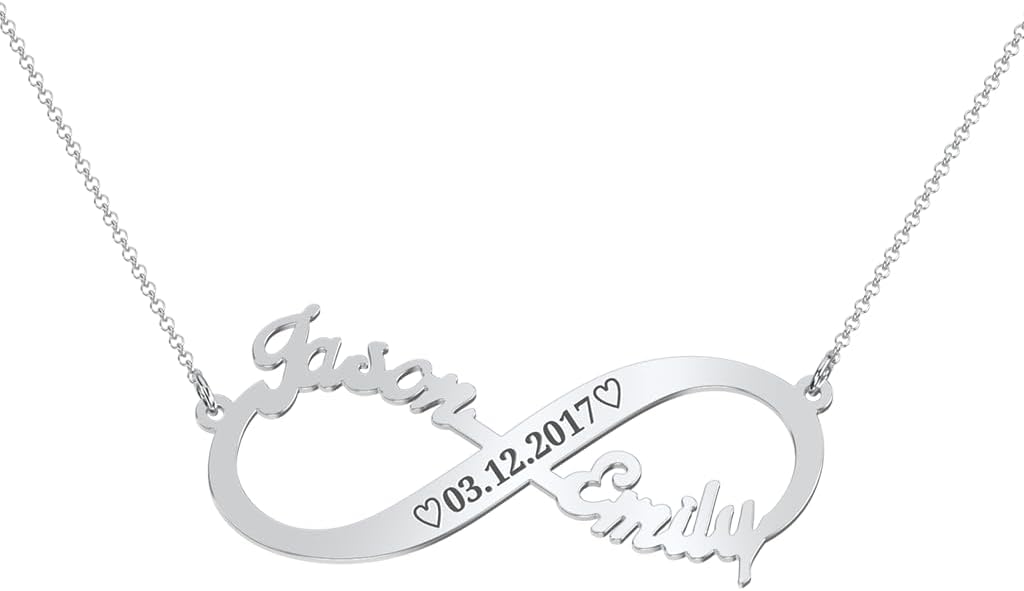 Engravable Two Name Infinity Necklace by Jewlr
