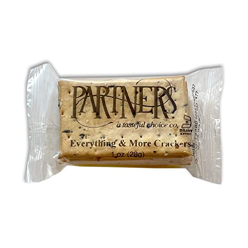 Partners Single Serve Hors dOeuvre Crackers, Everything & More, 5 Crackers Per Pack, 1.0 Ounce Pack of 40, Made with Real Ingredients, Non-GMO, Kosher