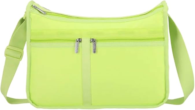 LeSportsac Lime Deluxe Everyday Crossbody Bag + Cosmetic Bag, Style 7507/Color R136, Uplifting & Vibrant Zingy Lime Hue, Fashion Trending Zesty New Neutral Evokes Strength, Positivity & Renewal