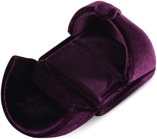 Ring Box for Proposal Engagement Wedding Day, Resilient Velvet Ring Boxes For Ceremony, Slim Ring Case (Purple)