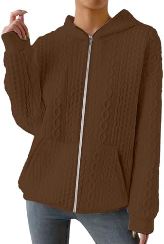 TBA Zip Up Cardigan Sweatshirts for Women Long Sleeve Lightweight Hoodie Oversized Casual Hoodies Sweater Fashion Jackets