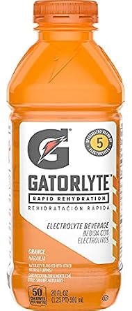 Gatorlyte Rapid Rehydration Electrolyte Beverage 20 Ounce Bottles 12 Pack (Orange)