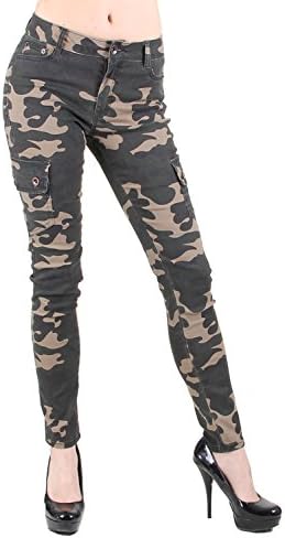 Red Fox Women's High Waist Camouflage Military Cargo Jogger Pants - Army Casual Camo Cargo Stretch Comfy Athletic Pockets
