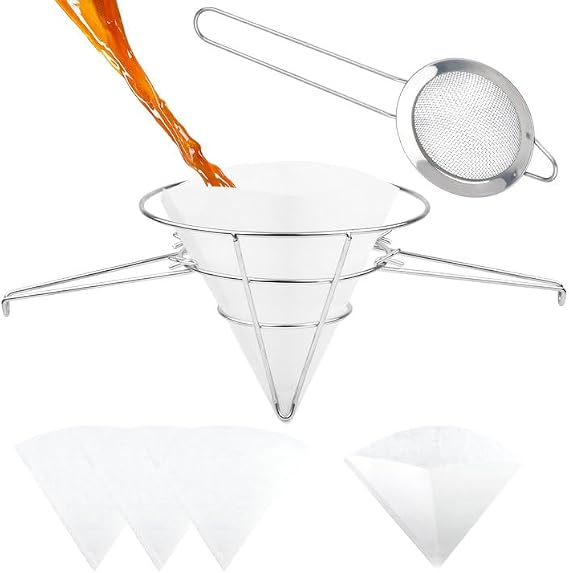 Maple Syrup Making Kit 1PCS Maple Syrup Filter Cone with 1 PCS Filter Spoon and 3 PCS Cone Filters Maple Syrup Cone Filter Holder