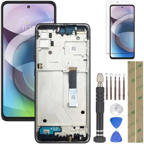 Moto One 5G Ace LCD Display Touch Screen Digitizer Assembly Replacement for Motorola Moto One 5G Ace XT2113-2 6.7 inch With Frame- Volcanic GrayTools