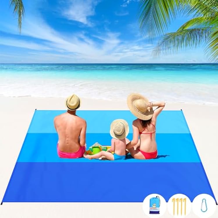 BYDOLL Beach Blanket Waterproof Sandproof 7881 1-5 Adults Oversized Lightweight Large Picnic Mat Waterproof Sandproof Blanket for Beach Camping Hiking Travel