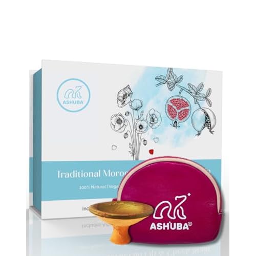 ASHUBA Ancestral Moroccan Lip & Cheek Stain Clay Pot | Gift Set | Includes Ribbon Gift Box, Rose Leather Makeup Pouch and 5 Ounce Clay Pot | Plant-Based & Eco-Friendly | Natural Lipstick and Blush