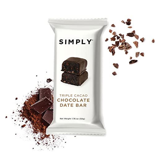 SIMPLY GUM Chocolate Date Bars | Triple Cacao | Fair Trade Chocolate | Vegan  Kosher  Non-GMO Pack of 6 Bars