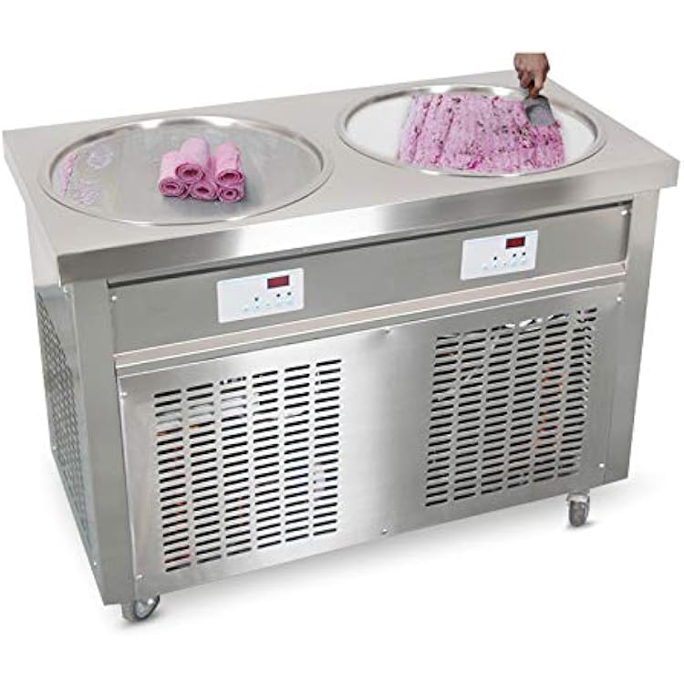 Kolice ETL NSF Authentication Commercial 22 Double Round Pans Frozen Yogurt Ice Cream Machine,RollIce Fry ice Machine,Auto Defrost,Transparent Sneeze Guard
